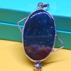 Authentic Bloodstone Pendant in Tibetan Silver